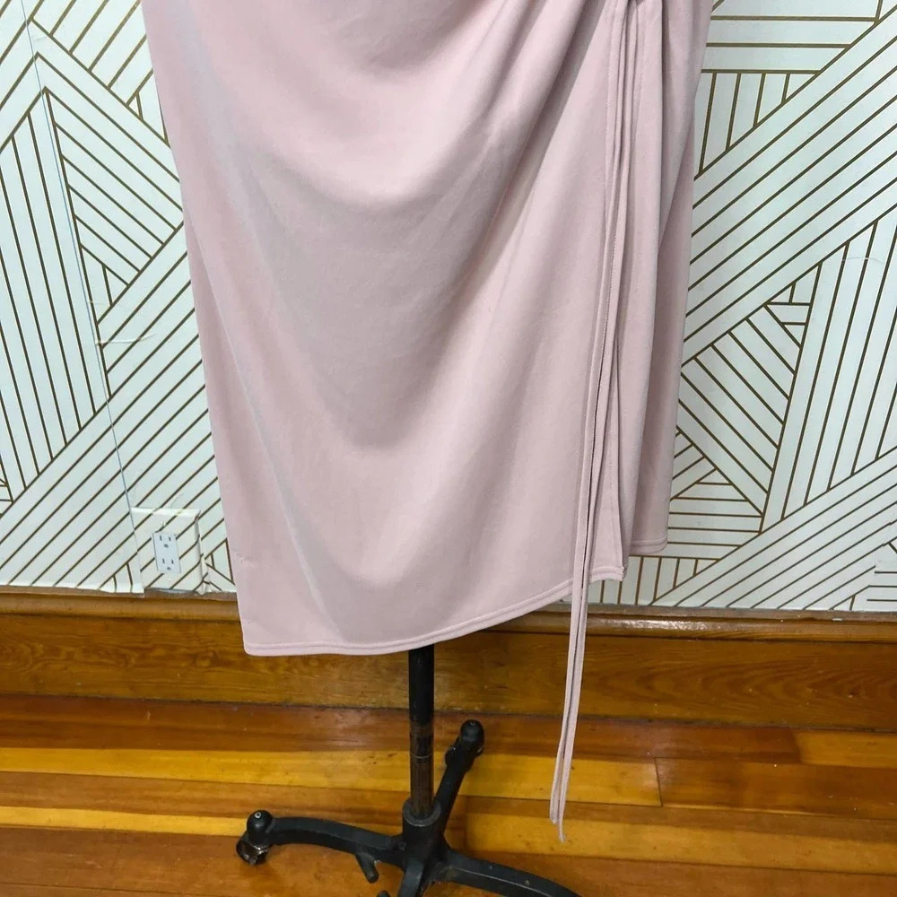 Nicholas Alice Ruched Stretch-Crepe Midi Skirt Oat Pink Size 4‎ - Picture 4 of 12